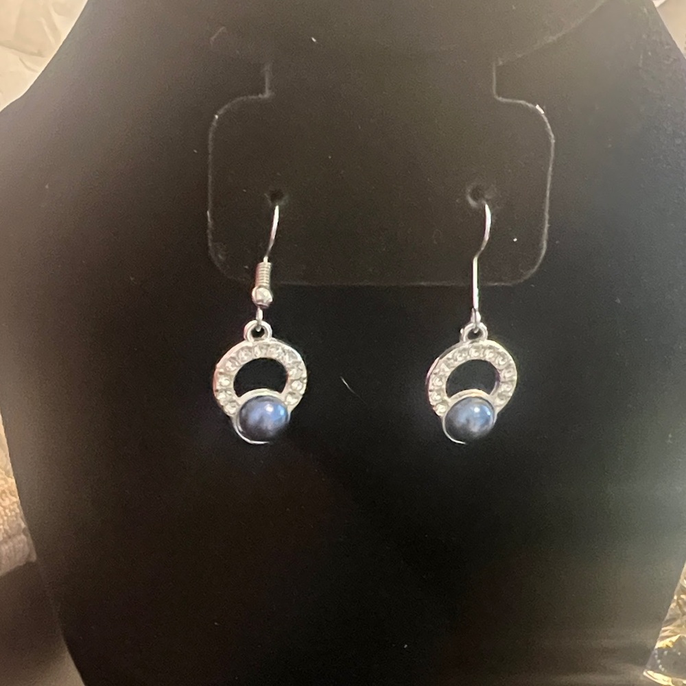 Elegant Silver and Blue Gemstone Earrings